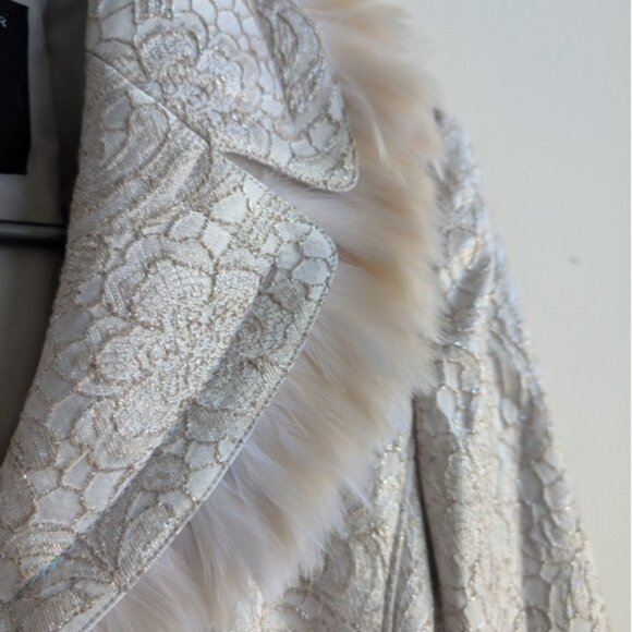 Ross Mayer gold/silver couture two piece suit skirt set With Feather Trim - Picture 8 of 17